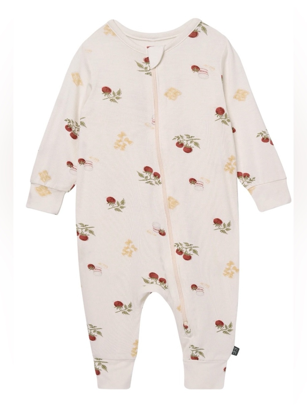 NWT Modern Moments by Gerber 0-3M Tomato Pasta Print Viscose Zip Sleeper Romper
